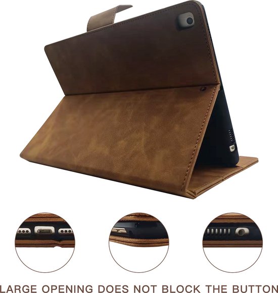 oTronica iPad cover 5th / 6th generation Luxe Leather Bookcase Brown - iPad 2017 cover with Pencil - iPad cover 2018 Premium Leather cover - iPad cover with Apple Pencil Pocket