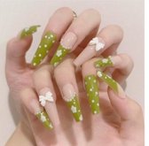 Press on nails / nagels | bloemen & strikjes | groen