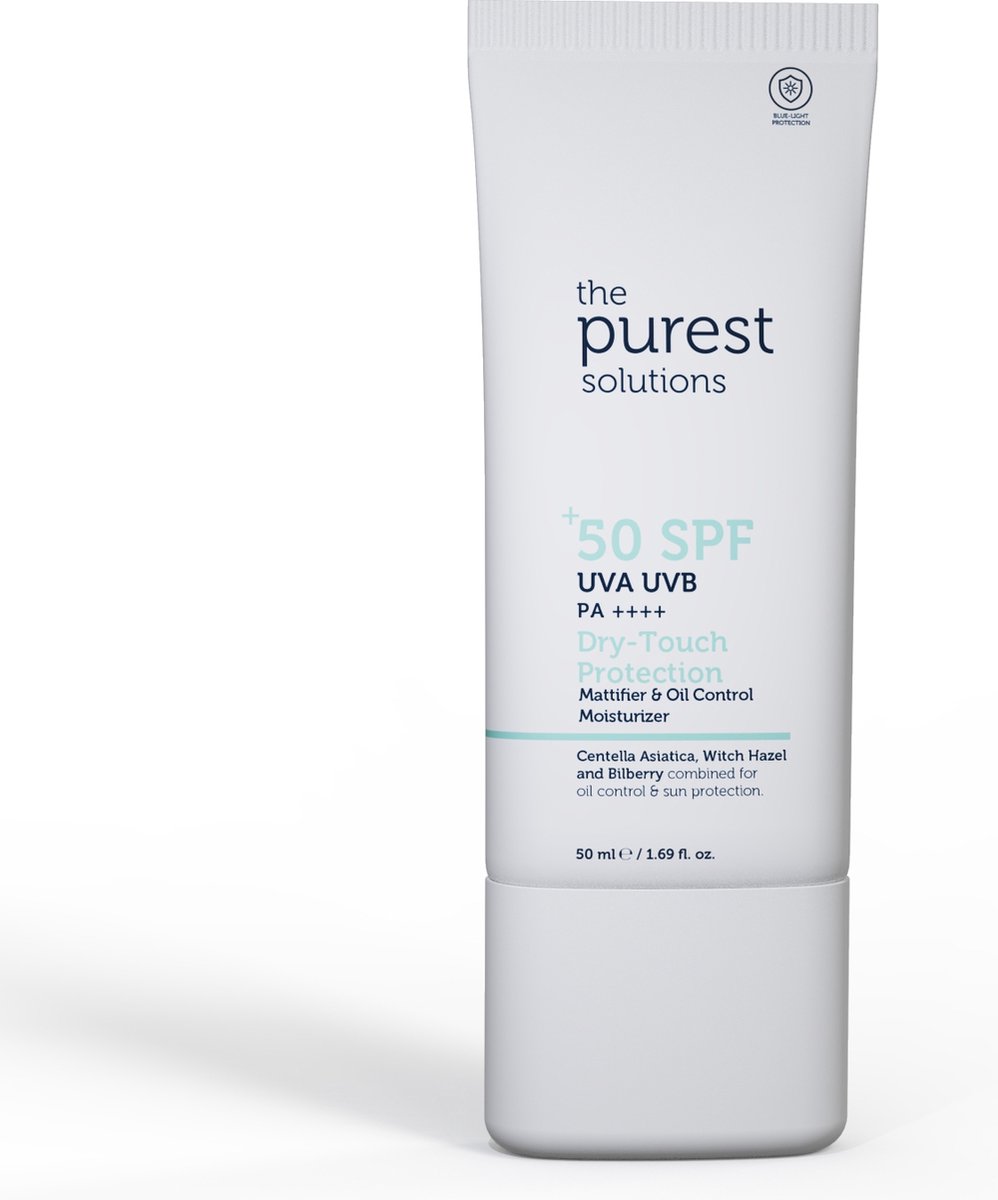The Purest Solutions Dry-Touch Protection Mattifier & Oil Control Moisturizer for Oily Skin 50+ SPF | Zonnebrand | Acne | Zonnebescherming | Vette huid
