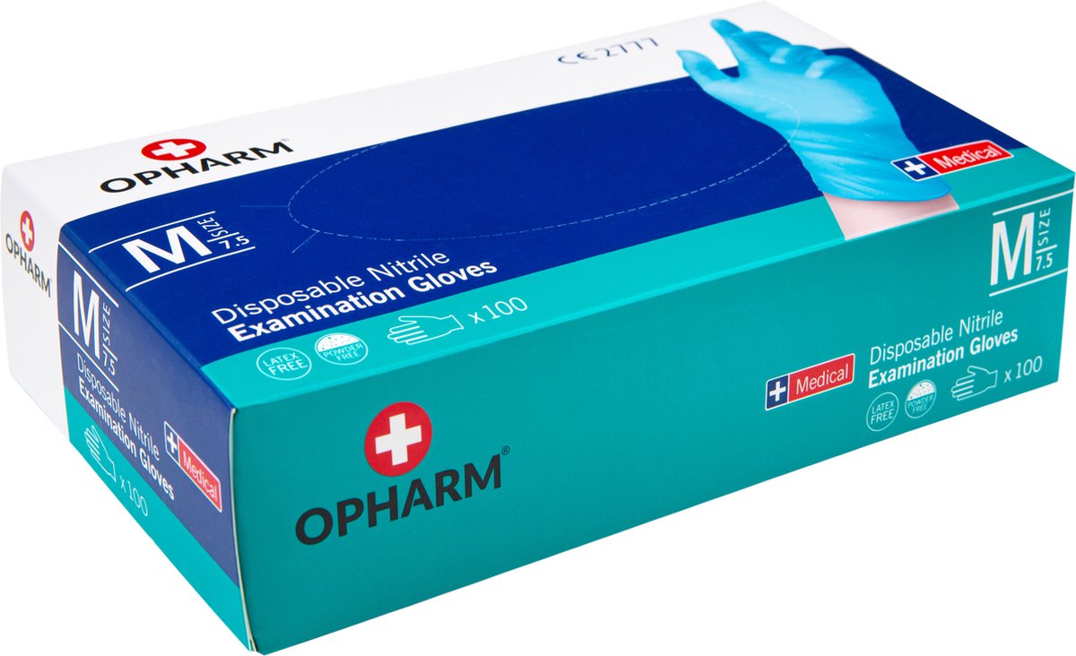 Goedkoopste Omdoos 10xOpharm handschoenen nitril blauw maat S/M/L/XL
