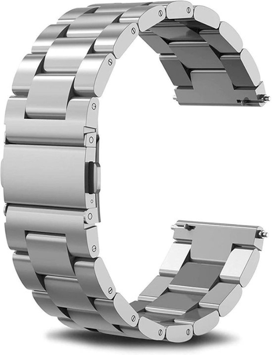SmartphoneClip® Horlogeband - Metaal Schakel - 22mm - zilver - Horlogebandjes