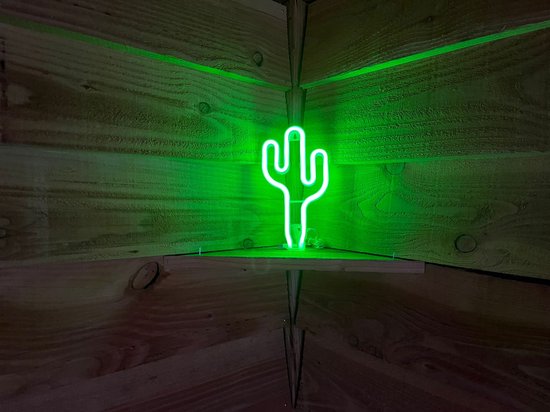 Mister Disco - Neon lamp Cactus | Neonverlichting | Neon | Neon lamp | Neon wandlamp | Neonlamp voor kinderen | Neon party | Werkt op AA batterij en USB