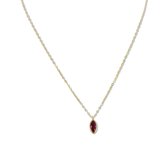 Silventi 9SIL-22679 Zilveren Ketting met Hanger - Dames - Zirkonia - Ovaal - Rood - 10 x 5,3 mm - Ankerschakel - 1,3 mm - 40 + 5 cm - Zilver - Gold Plated (Verguld/Goud op Zilver)