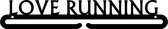 Love Running Medaillehanger zwarte coating - staal - (35cm breed) - Nederlands product - incl. cadeauverpakking - sportcadeau - medalhanger - medailles - halve marathon - marathon – muurdecoratie