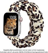 Elastisch scrunchie bandje met luipaard / Cheetah / Jachtluipaard print geschikt voor Apple Watch 1, 2, 3, 4, 5, 6, 7, SE en Nike+ 42 mm, 44 mm & 45 mm Series "Mannenbreedte" Series - Zacht Geweven Nylon - 42 mm, 44 mm en 45 mm