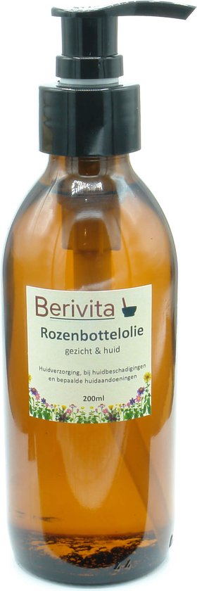 Rozenbottelolie Puur 200ml Pompfles - Glas - Huidolie en Gezichtsolie van  Rozenbottel... | bol.com