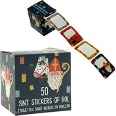 50x Sinterklaas cadeau stickers op rol - Kado naamstickers Sint thema - Labelstickers