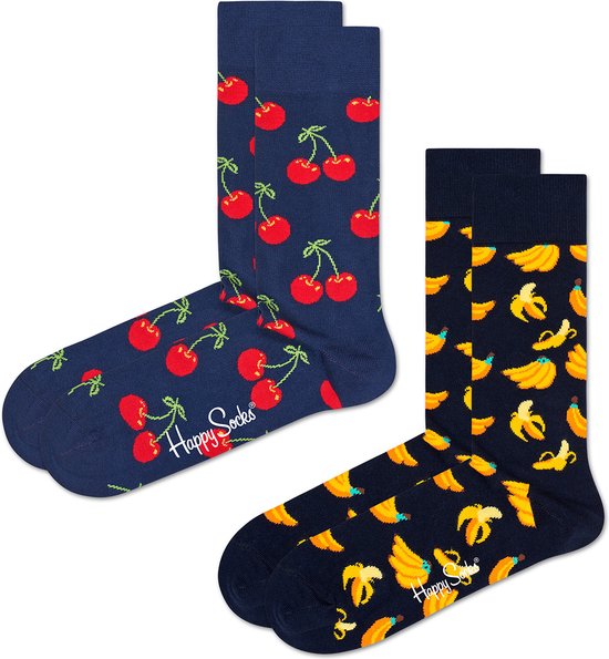 Happy Socks Sokken Met Print Kersen Bananen 2-Pack - Maat 41-46