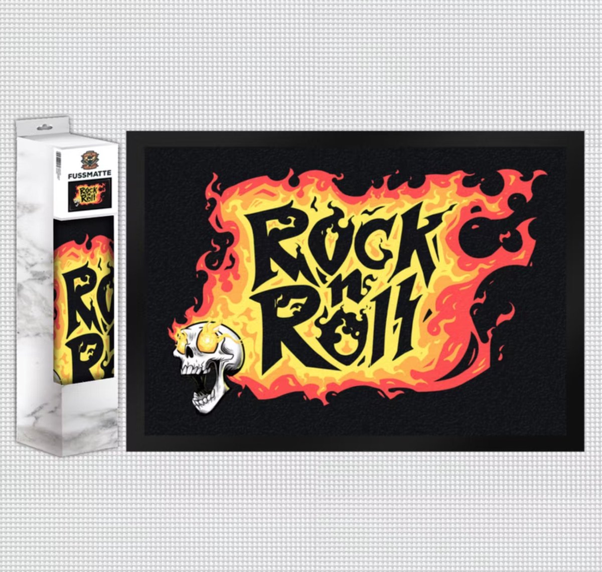 MadDeco rock n roll - rubberen deurmat synthetische vezels - zwart - 35 x 50 cm zie foto