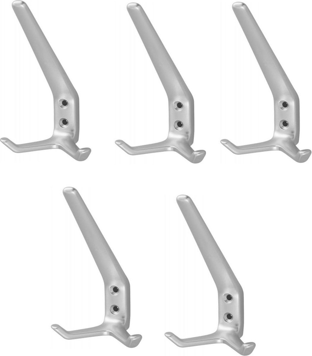 Hermeta hoed en jashaak 0032-01 - Aluminium - Dubbel - Naturel - 5 Stuks
