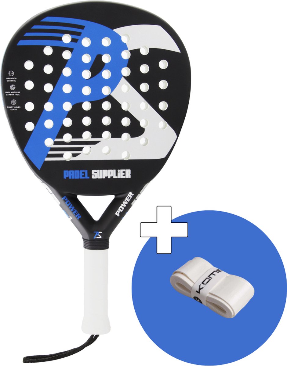 Padel racket - Power touch pro - 360gram - Padel - Met extra overgrip! - Padel supplier - Zwart