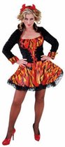 Dameskostuum -  Duivelin - jurk met vlammen print - maat S