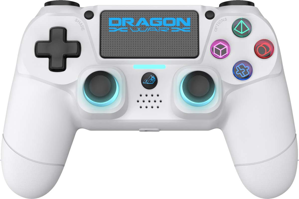 Dragonwar - Dragon Shock 4 Draadloze Controller Wit - Geschikt voor PS4, PC en Mobiel