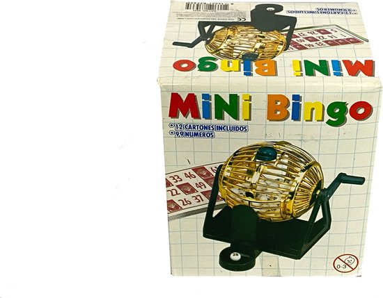 Thumbnail van een extra afbeelding van het spel Complete bingo set! - Bingomolen - Inclusief 12 bingokaarten - Lotto - 99 balletjes - Bingospel met molen - 12 x 12 cm - Goud / zwart