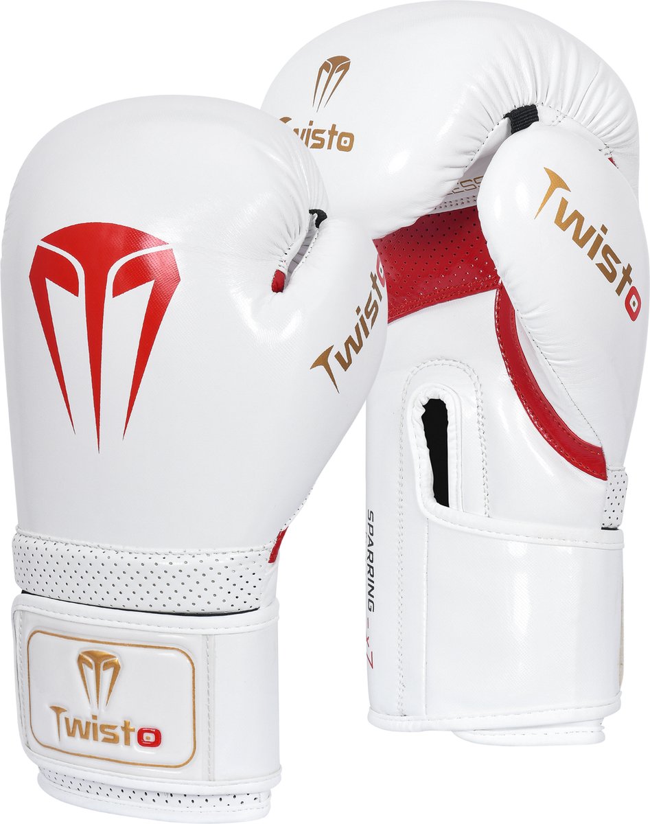 Twisto Sparring - X7 Bokshandschoenen - Wit/Rood - Maat 10 oz