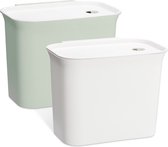 Navaris 2x hangende vuilnisbakken - Set van 2 afvalbakken - Prullenbakjes met deksel voor aan kastdeuren - 5L - Voor keuken & badkamer - Wit & mint