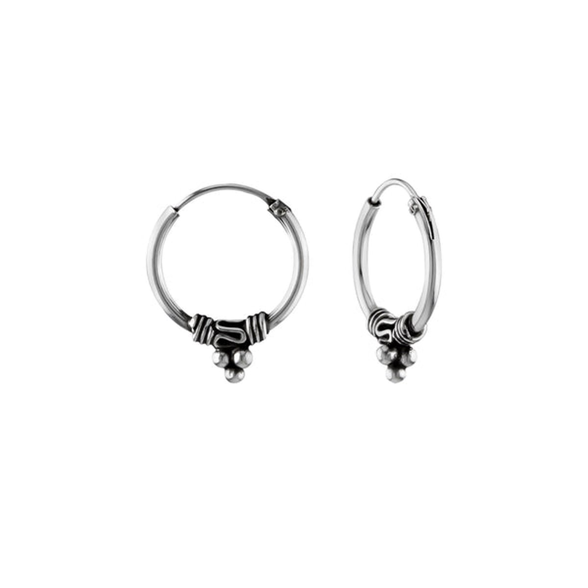 Bijoutheek Bali hoop Oorringen zilver (12mm)
