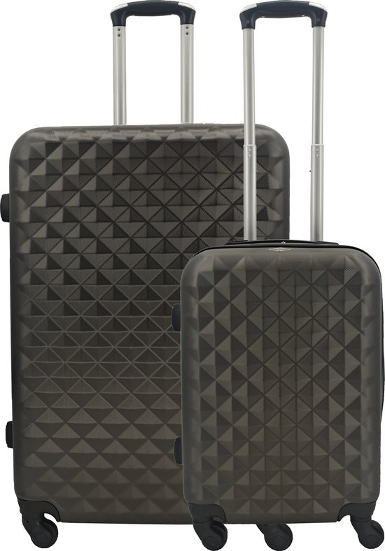 SB Travelbags kofferset - 2 delige 'Expandable' koffer - Donker Grijs - 75cm/55cm