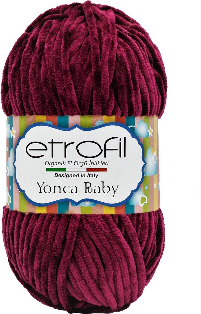 Etrofil Velvet Garen-Yonca Baby - Aubergine No 70609 - 4 mm - Breien - Haken - Weven - Amigurumi