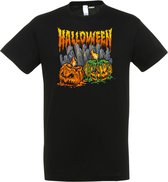 T-shirt kinderen Halloween Pompoen met kaarsjes | Halloween kostuum kind dames heren | verkleedkleren meisje jongen | Zwart | maat 68