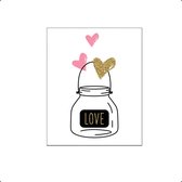 PosterDump - Potje liefde met hartjes roze en goud - Baby / kinderkamer poster - Liefde / valentijn poster - 40x30cm