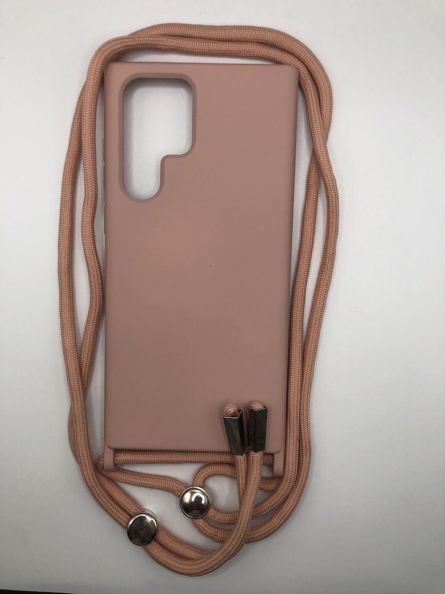 Siliconen Backcover met Koord - Geschikt voor Samsung Galaxy S22 Ultra / S23 Ultra - Zalm