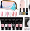 foto van Luneya Polygel Kit - 6 kleuren - Polygel Nagels Starterspakket - Tasje - Incl. UV LED Lamp