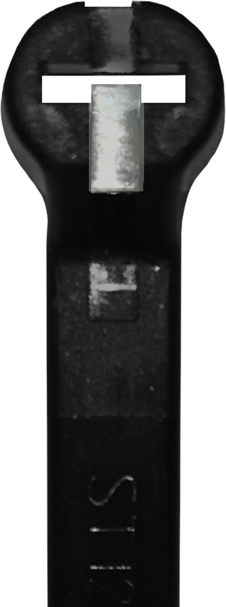 Kortpack - Steel-lip Kabelbinders 200mm lang x 4.8mm breed - Zwart - 100 stuks - Treksterkte: 22.2kg - Bundeldiameter: 50mm - (099.2017)