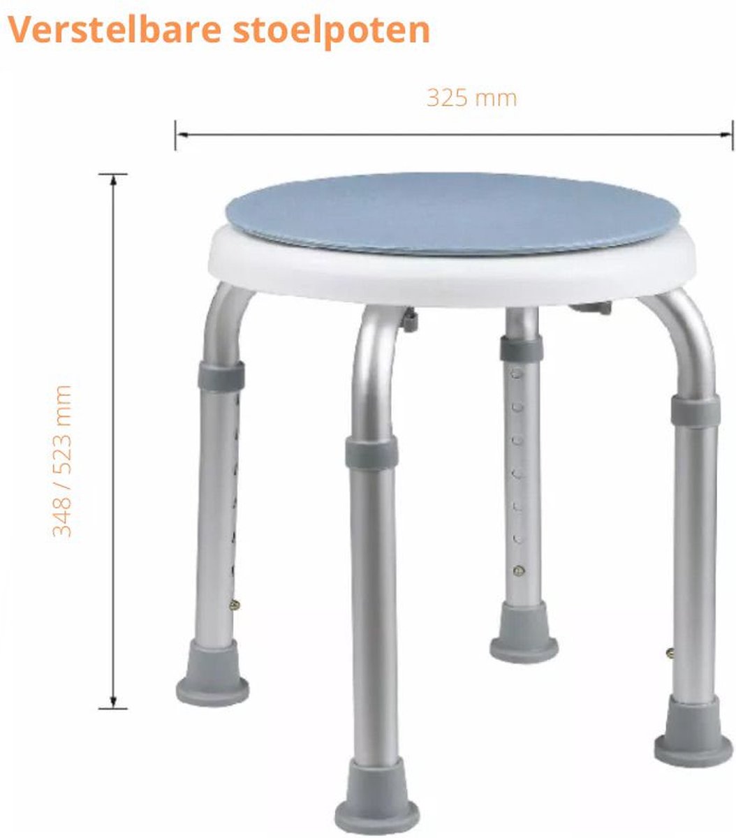 Douchekruk in hoogte verstelbaar 360 graden draaibaar zitvlak