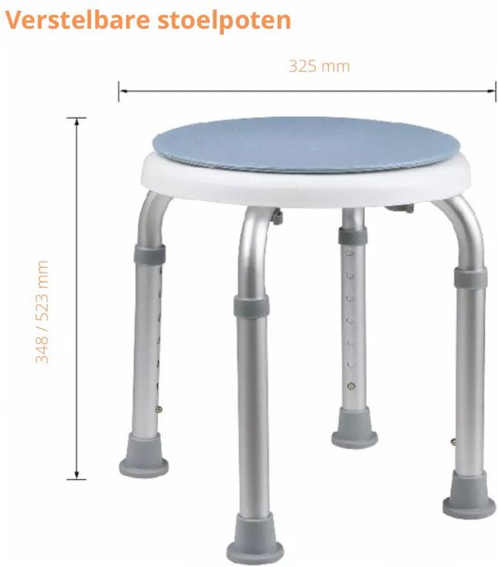 Douchekruk in hoogte verstelbaar 360 graden draaibaar zitvlak