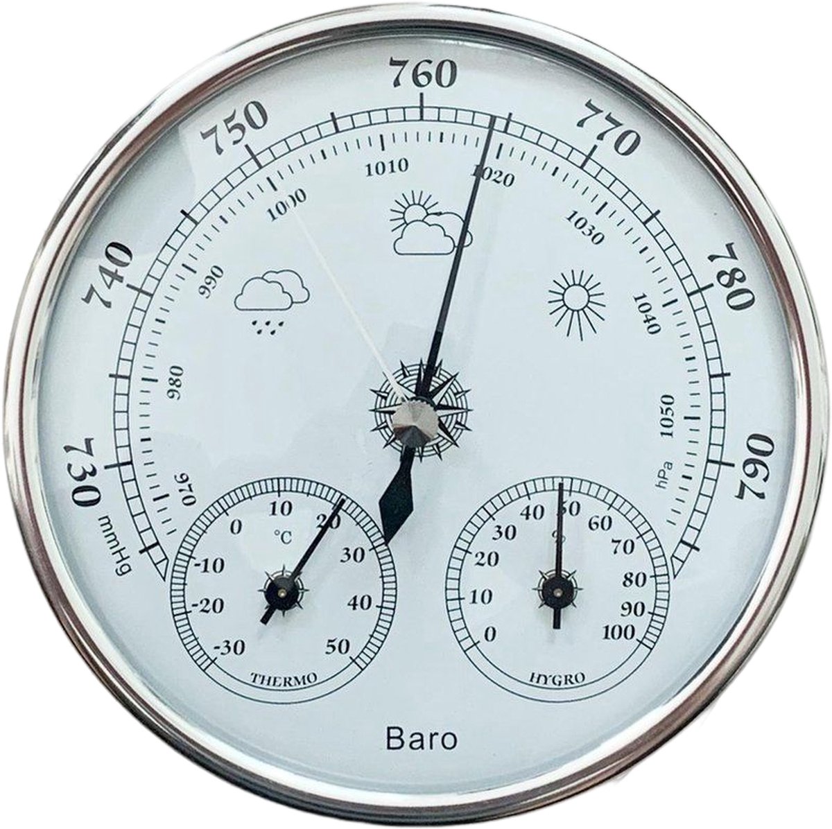 Nolad® Luxe Barometer – Weerstation voor Binnen Buiten - 3 instrumenten in 1 -... |