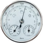 Nolad® Luxe Barometer – Weerstation voor Binnen en Buiten - 3 instrumenten in 1 - Barometer - Thermometer - Hygrometer - Messing - Zilverkleurig