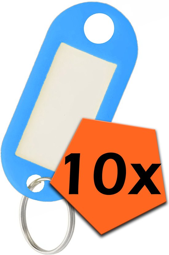 Foto: Sleutelhanger bagagelabel gekleurde sleutellabels sleutelhangers naamlabel blauw 10x 