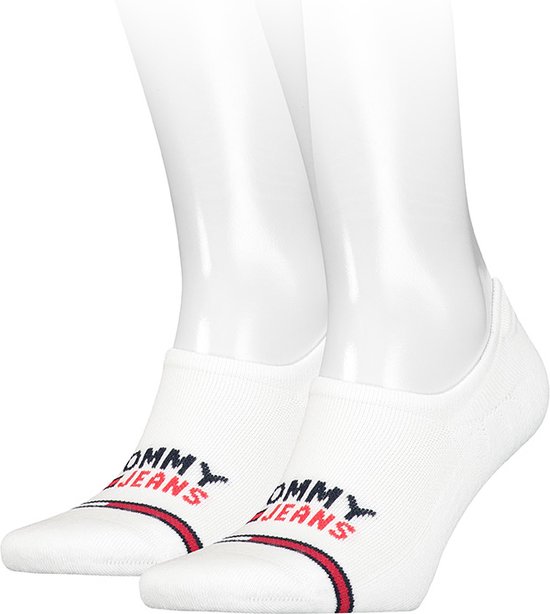 Tommy Hilfiger tommy jeans logo high cut footies 2P wit - 39-42