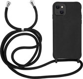 Iphone 13 mini Siliconen telefoonhoesje met koord - Zwart