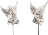 Decoratief figuur - set van 2 engelen op steker