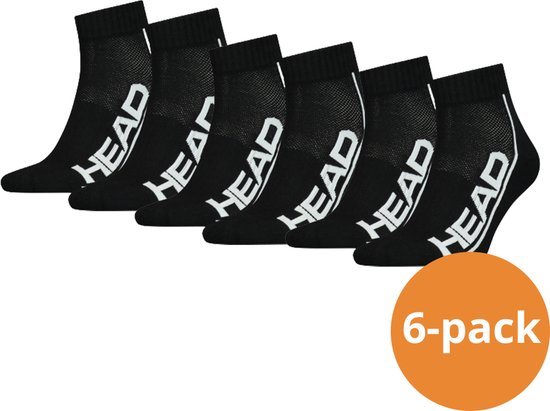 HEAD Quartersokken Performance - 6 paar sportsokken - Zwart - Unisex - Maat 39/42