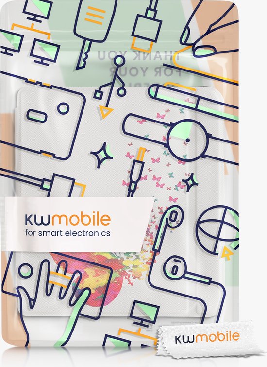 kwmobile e-reader hoesje geschikt voor Kobo Libra 2 hoes - E reader flip case met magnetische sluiting - Ereader cover - Zwerm Vlinders design in meerkleurig / roze / wit van kwmobile — afbeelding 5