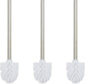 Candala Toiletborstel set - Wit - 35 x 8 cm - set van 3 - RVS