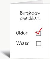 Liste de contrôle d'anniversaire - Carte d'anniversaire avec enveloppe - Anniversaire - parent - sage - Anniversaire - Drôle - Anglais - Humour