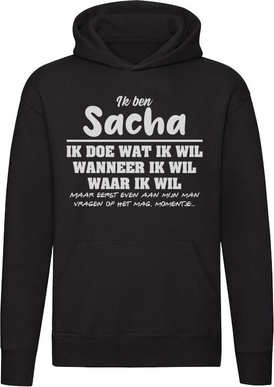Sacha | verjaardagkado | verjaardag kado | cadeau | grappig | jarig | Unisex | Trui | Sweater | Hoodie | Capuchon | Zwart
