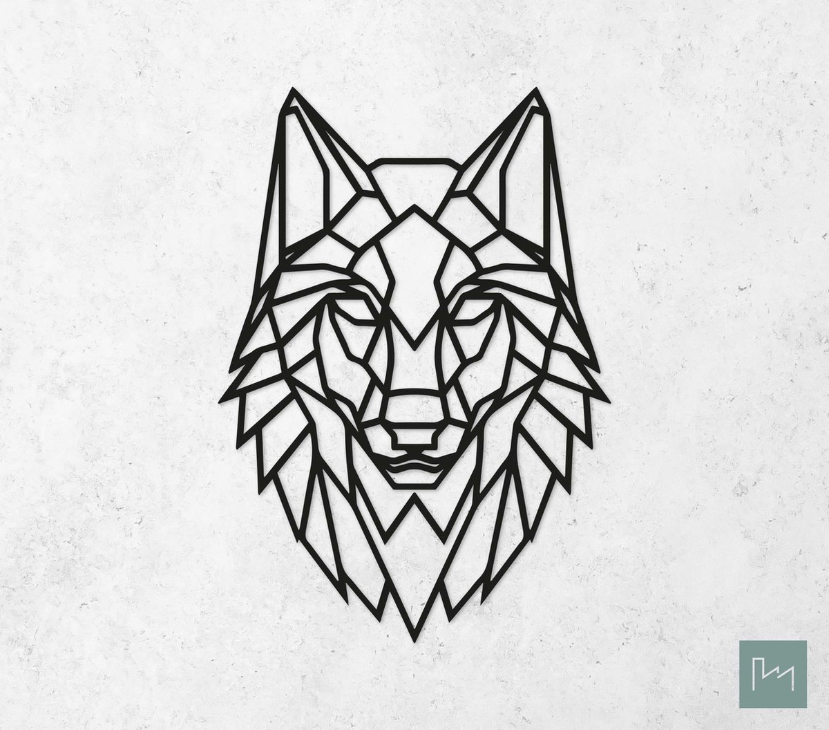 Laserfabrique Wanddecoratie - Geometrische Vos - XS - Brievenbusformaat - Zwart - Geometrische dieren en vormen - Houten dieren - Muurdecoratie - Line art - Wall art