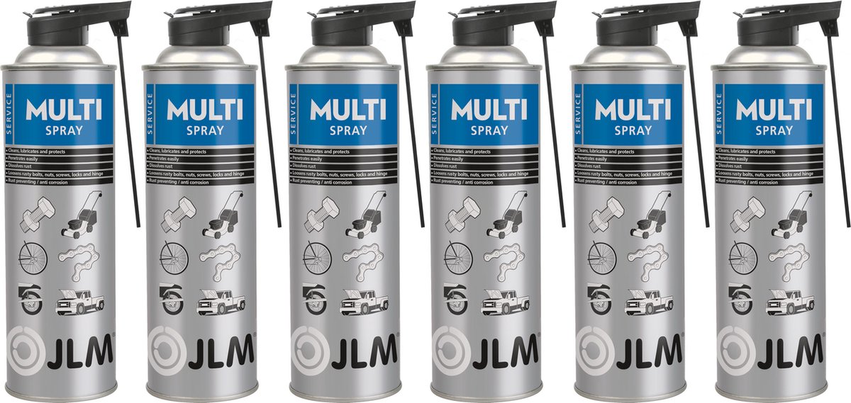 JLM MultiSpray 6pack ( 6x 400ml) Smeermiddel, Ontvetter en Anti-Corrosie