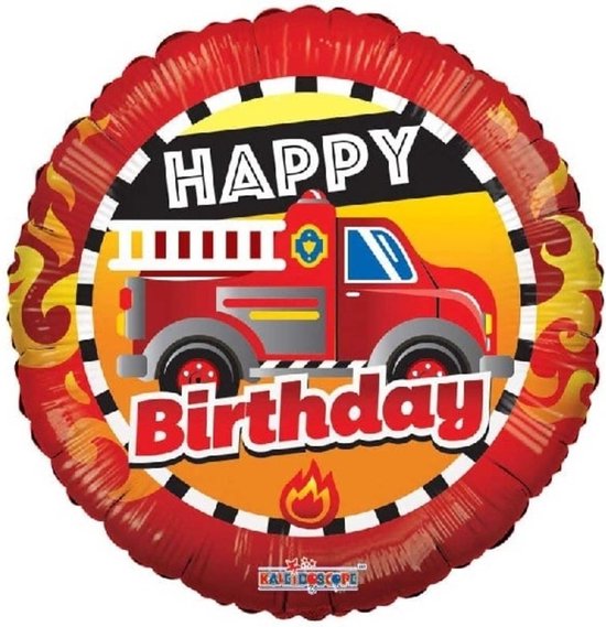 Brandweer folie ballon - Verjaardagsfeest - Thema feest- Brandweer versiering - Brandweer auto ballon - Verjaardag ballon - Kinderfeest - folie ballon - 45 cm ballon