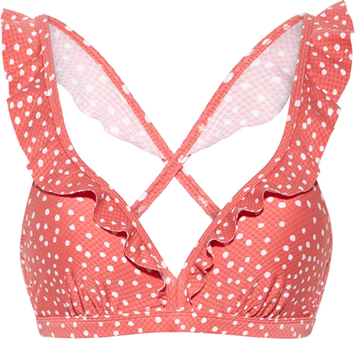 Beachlife bikinitopje Plunge freckles zalmroze, wit
