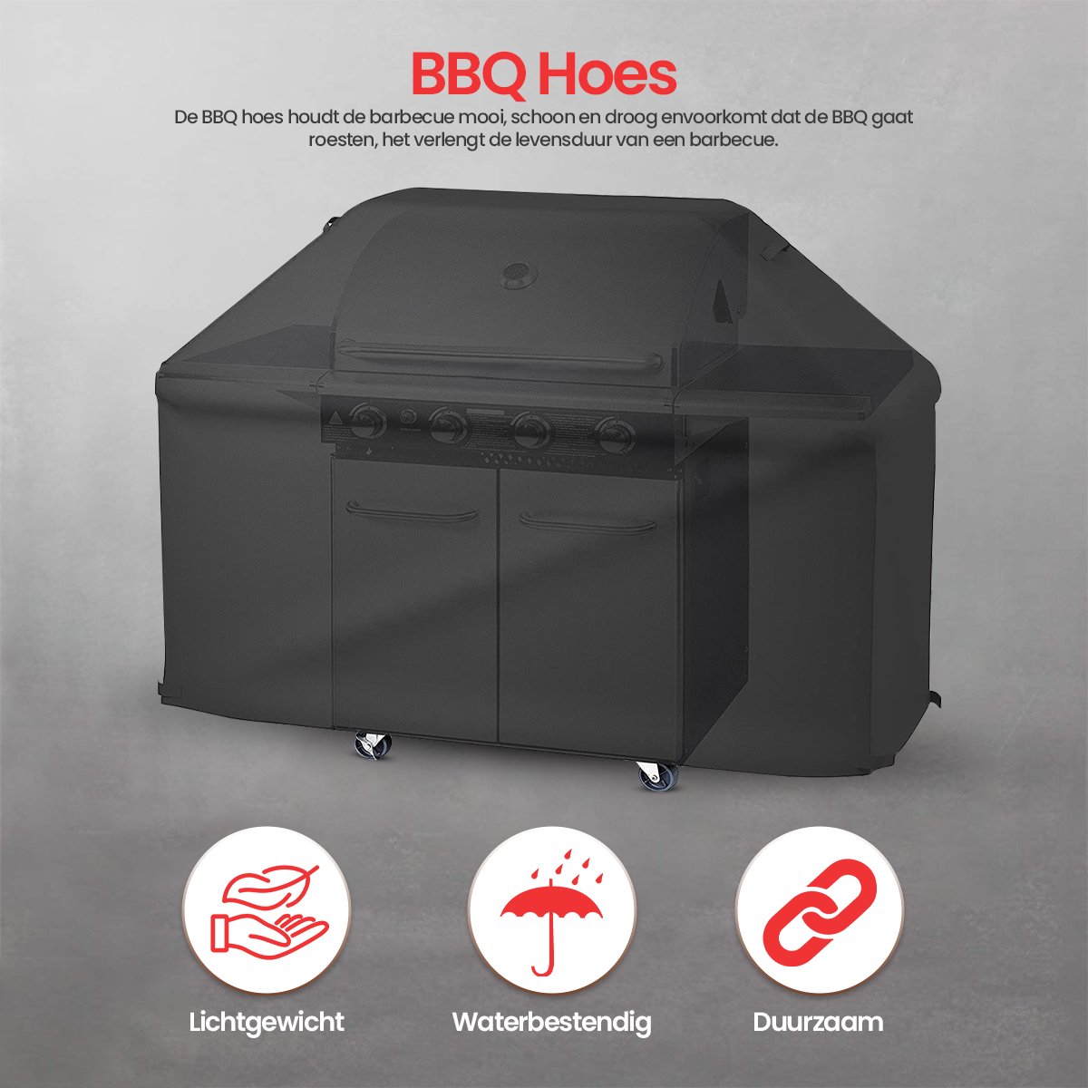 GrillX Barbecue Hoes 145 x 61 x 117cm BBQ Hoes Waterdicht Beschermhoes Inclusief...