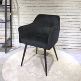 HTfurniture-Cruz dining chair-black velvet-with armrest-black legs