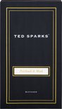 Zwarte kartonnen verpakking van Ted Sparks met gouden rand en tekst "Patchouli & Musk DIFFUSER".