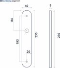 Technische tekening van het deurschild met een hoogte van 230 mm en een breedte van 40 mm.