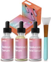 Silkin Vitamine C Serum Gezicht - Skin Care Set 3x30ml - Retinol - Hyaluronzuur - Anti Rimpel - Aging - Gezichtsverzorging